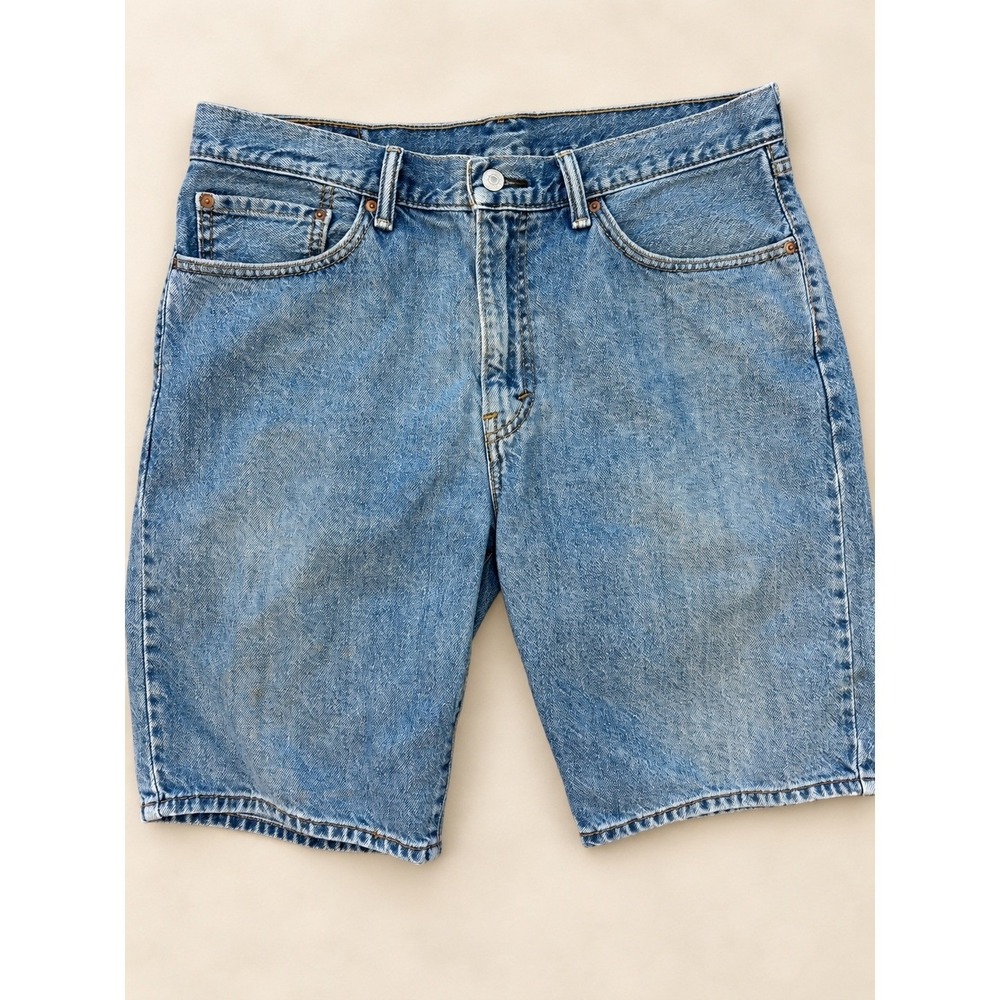 Levis 505 Regular Fit Denim Shorts Mens 34 Blue Medium Wash Cut Off Jean Shorts